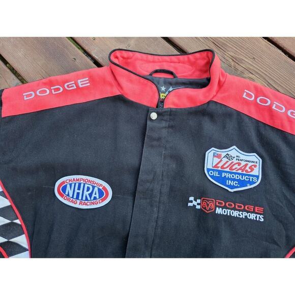 Vintage NHRA Drag Racing Dodge Motorsports ESSEX Jacket Mens XL Lucas Oil Check - Picture 3 of 7